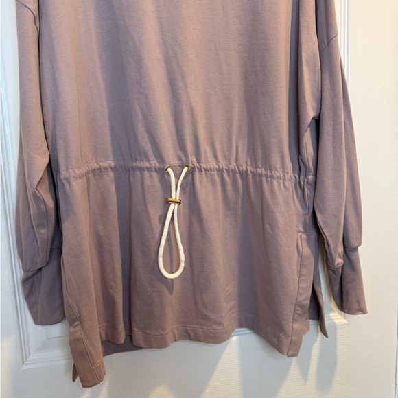 Grey State Mauve Purple Drawstring Cinch Waist Mock Neck Sweatshirt Size 0 - Picture 2 of 7